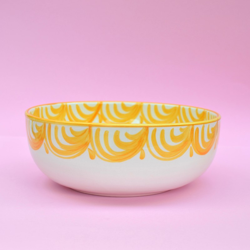 Gele middel hoge schaal 28 x 10 cm